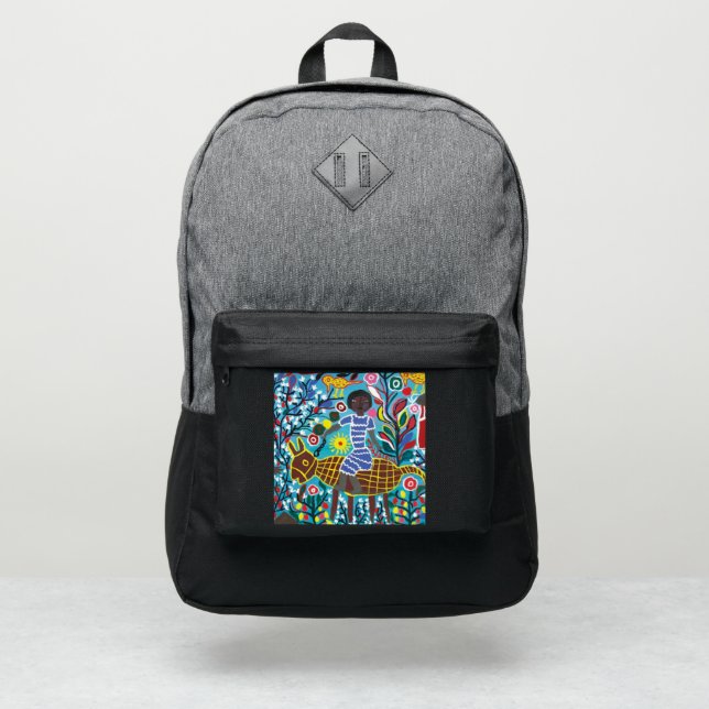 Retro bag pack with african art image (Front)