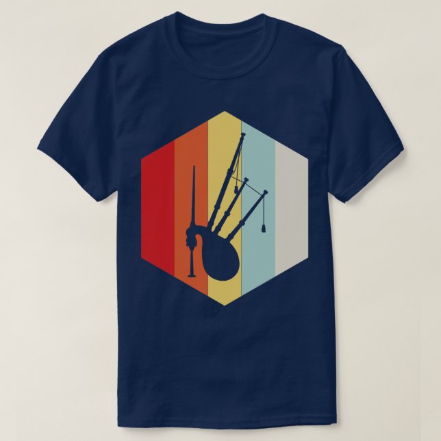Retro Bagpipe Silhouette T-Shirt (Design Front)