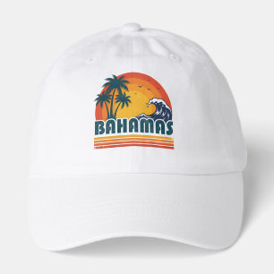 Retro Bahamas Beach Summer Sunset 70s Palm Tree Hat
