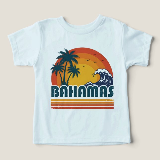 Retro Bahamas Beach Summer Sunset 70s Palm Tree Toddler T-shirt (Design Front)