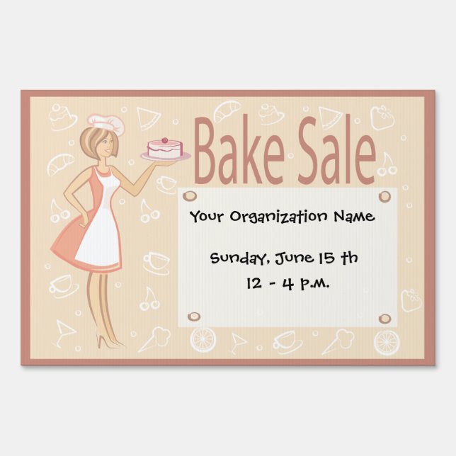 Retro Bake Sale Yard Sign (Front)