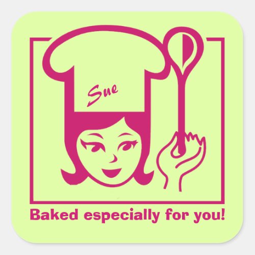 Retro Bakergirl Stickers for Baked Goods