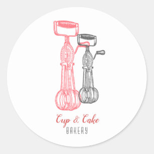 Retro Bakery, Baker, Pastry Chef, Egg Beaters  Classic Round Sticker