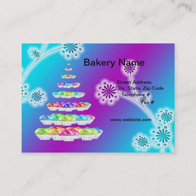Retro Bakery/Cupcakes 3.5" x 2" (Chubby) Business  Card (Front)