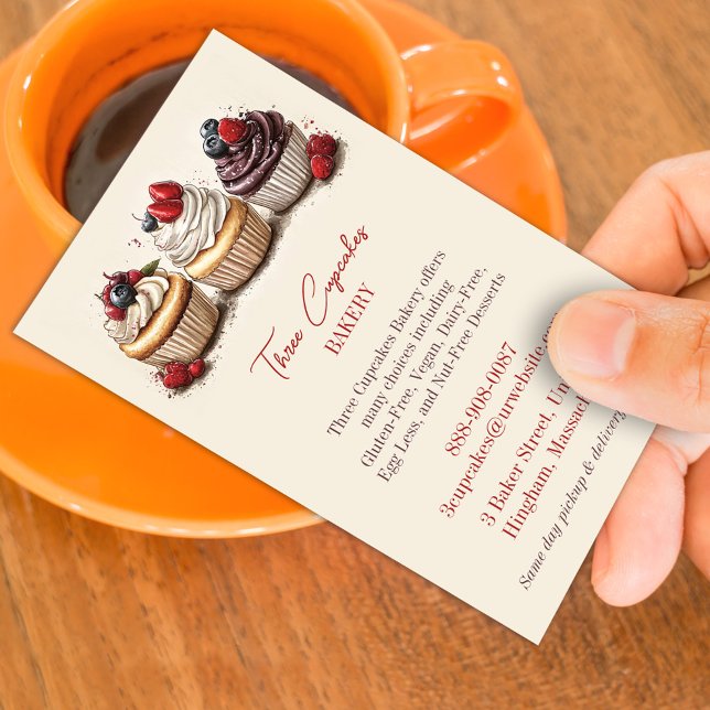 Retro Bakery Cupcakes Business Card Template (Creator Uploaded)