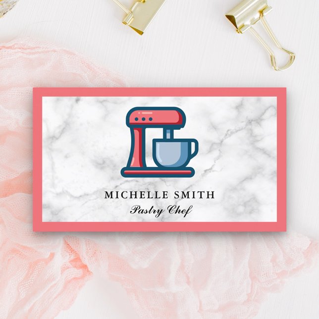 Retro Bakery Red Stand Mixer Pastry Cake Baker Business Card (Creator Uploaded)