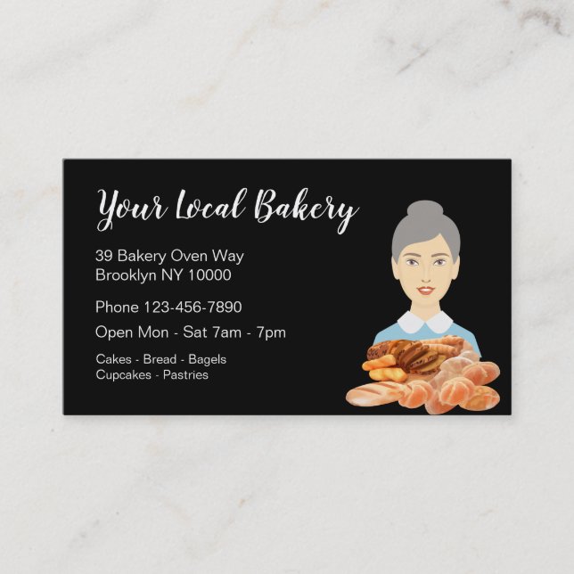 Retro Bakery Shop Business Card (Front)
