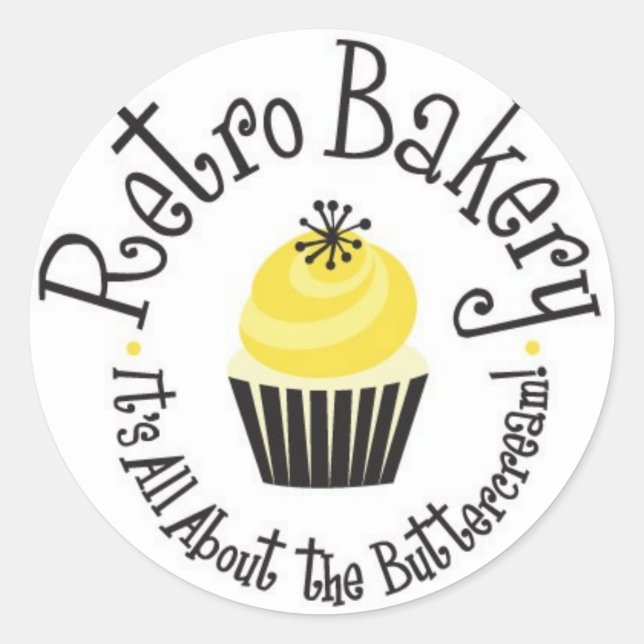 Retro Bakery Stickers! Classic Round Sticker (Front)