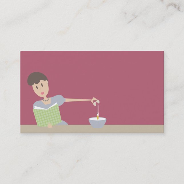 Retro baking cooking woman breaking eggs business business card (Front)