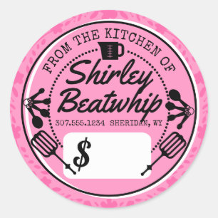 Retro baking utensils bakery personalized price classic round sticker