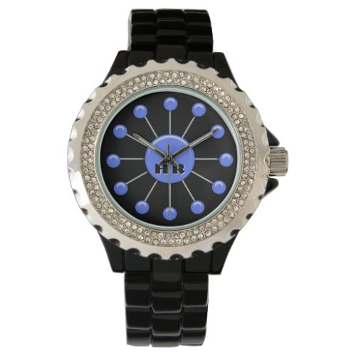 Retro Ball Clock Face _ Periwinkle Monogrammed Watch