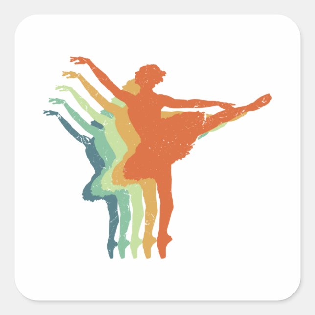 Retro Ballerina Dancer Womens Ballet Lover Gift Square Sticker (Front)