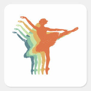 Retro Ballerina Dancer Womens Ballet Lover Gift Square Sticker