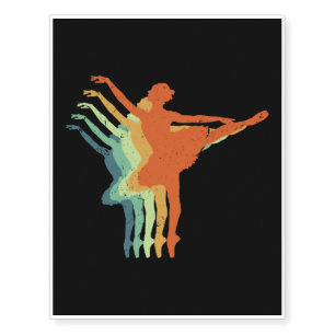 Retro Ballerina Dancer Womens Ballet Lover Gift Temporary Tattoos