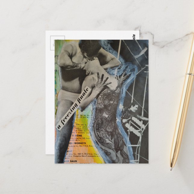 Retro Ballet couple finale collage art Postcard (Front/Back In Situ)