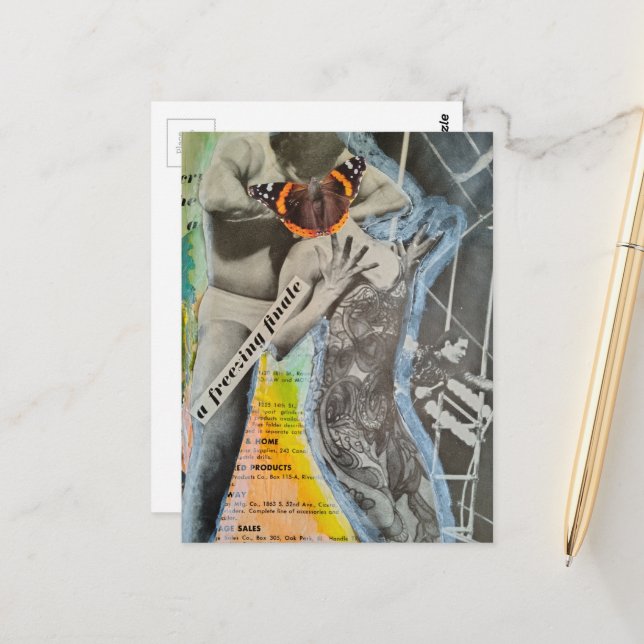 Retro Ballet couple finale collage art Postcard (Front/Back In Situ)