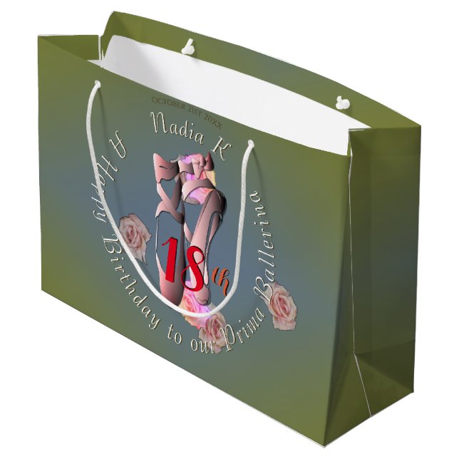 Retro Ballet Shoes Gift Bag (Back Angled)