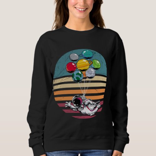 Retro Balloon Planets Space Travel Astronaut Kids  Sweatshirt