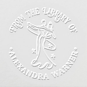 Retro Ballroom Dancing Couple #1 Library Book Name Embosser