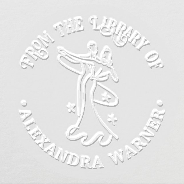 Retro Ballroom Dancing Couple #1 Library Book Name Embosser (Design)