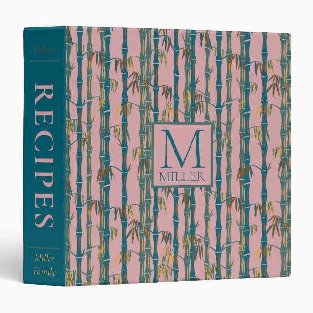 Retro Bamboo Recipe 3 Ring Binder (Front/Spine)