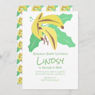 Retro Banana Yellow Baby Shower Kraft Invitation