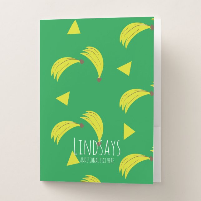 Retro Banana Yellow Green Pocket Folder (Front)