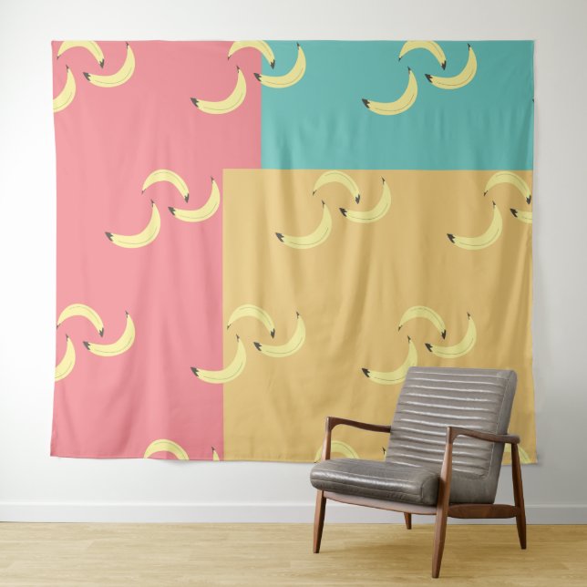 Retro Bananas Colorful Shapes Tapestry (In Situ (Horizontal))
