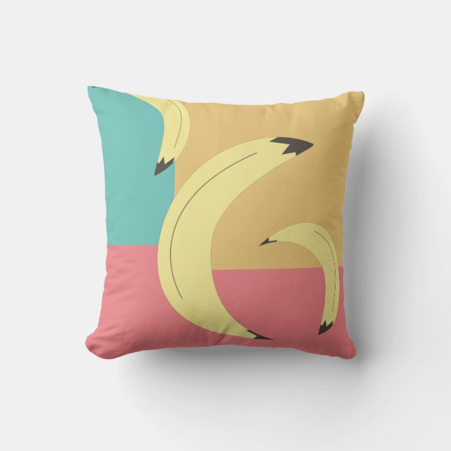 Retro Bananas Colorful Shapes Throw Pillow (Front)