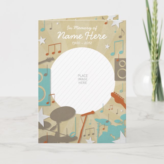 Retro Band Memorial Card | Funeral Program (Front)