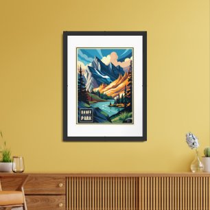 Retro Banff National Park Framed Art