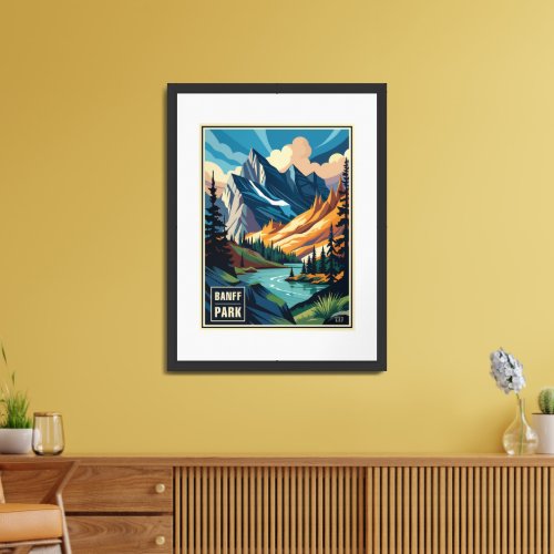 Retro Banff National Park  Framed Art