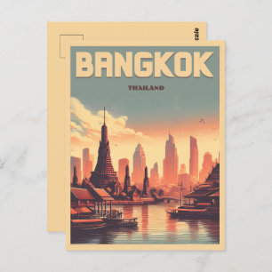 Retro Bangkok city skyline - Thailand travel gifts Postcard