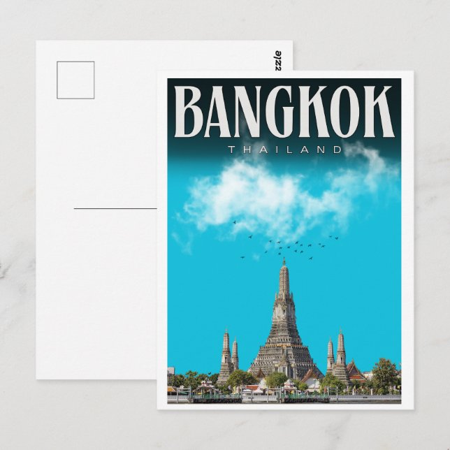 Retro Bangkok city  Wat Aru- Thailand travel gifts Postcard (Front/Back)