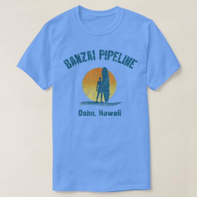 Retro Banzai Pipeline Surfer  Oahu Hawaii  T-Shirt (Design Front)