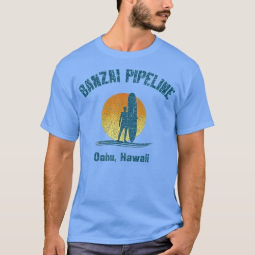Retro Banzai Pipeline Surfer  Oahu Hawaii  T_Shirt