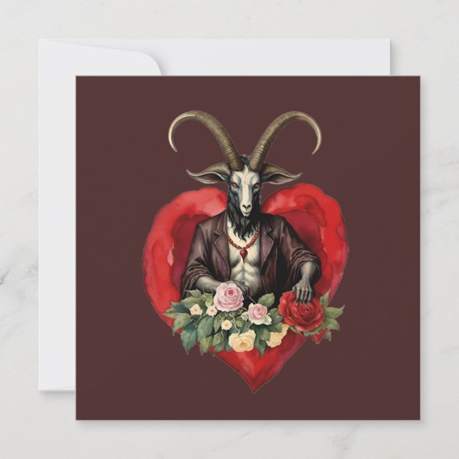 Retro Baphomet Gothic Valentine's Day Love Holiday Card (Front)
