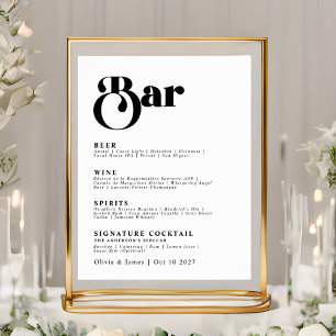 Retro Bar Drinks Menu Vintage Typography Black Poster