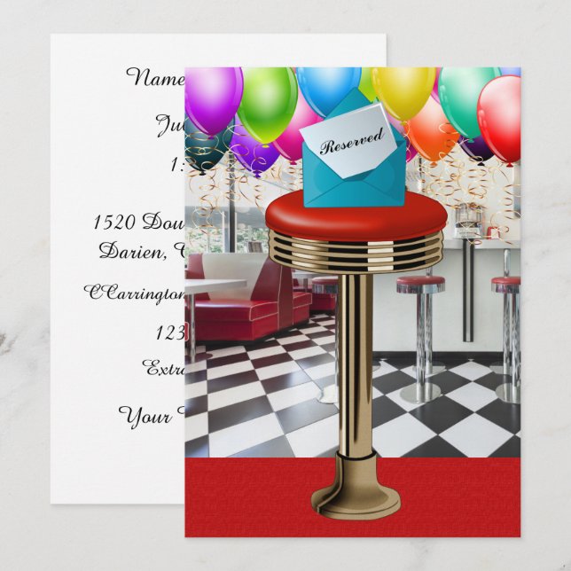 Retro Bar Stool Invitation (Front/Back)