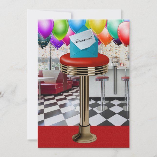 Retro Bar Stool Invitation - SRF (Front)