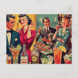 Retro Bar Vintage Illustration Postcard