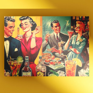 Retro Bar Vintage Illustration Postcard