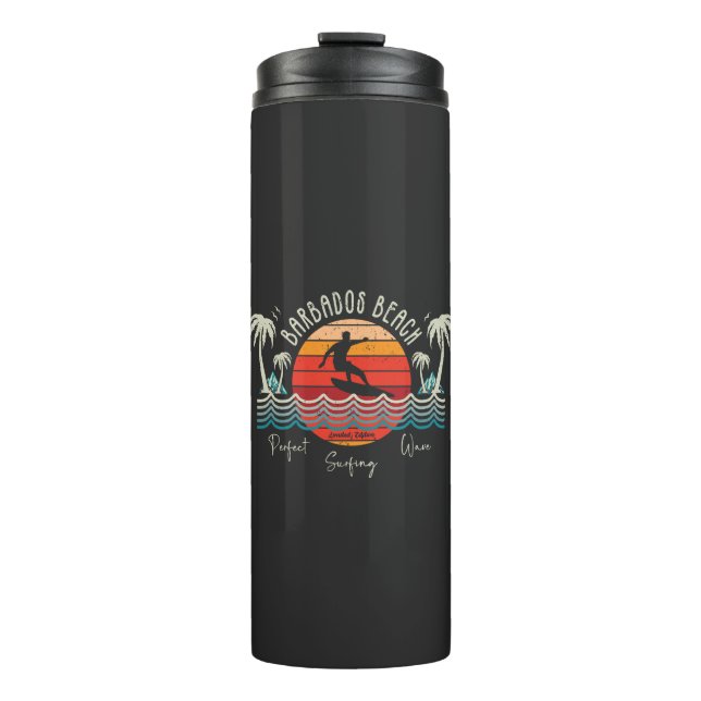 Retro Barbados Beach Thermal Tumbler (Front)
