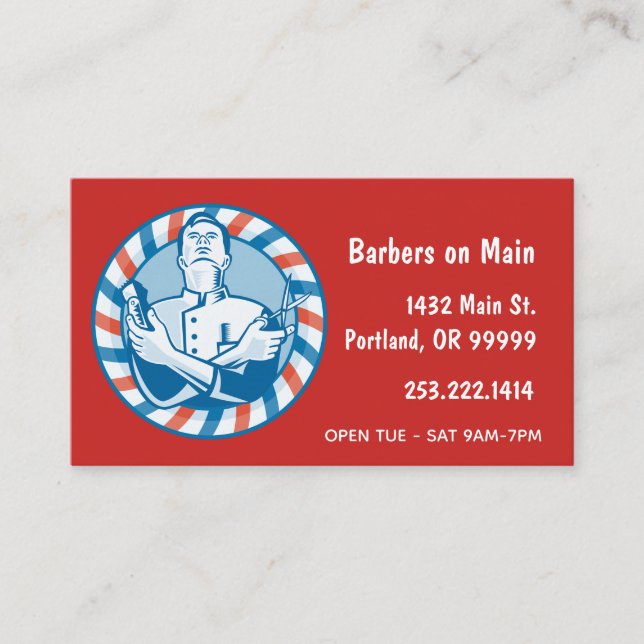 Retro Barber Badge Business Card (Front)