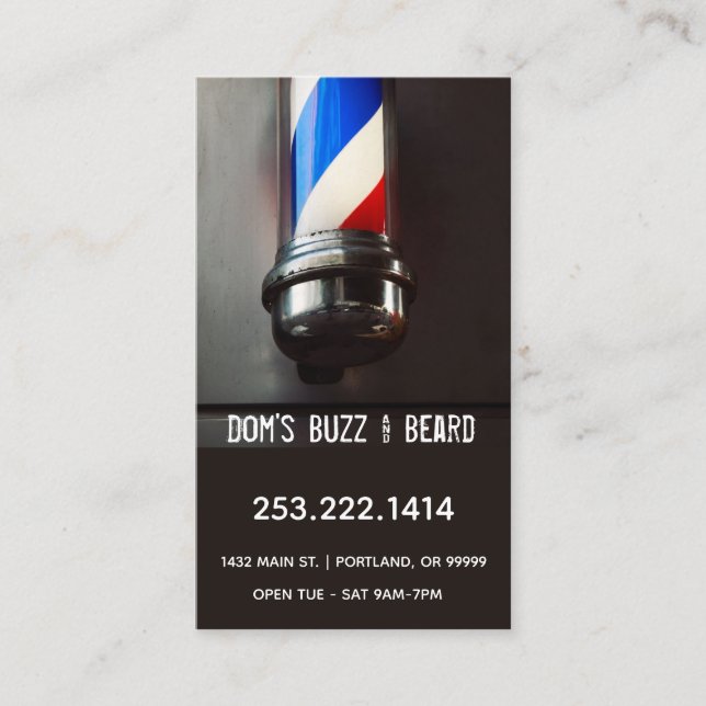 Retro Barber Pole Dark Gray  Business Card (Front)