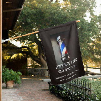Retro Barber Pole Dark Gray Hanging Flag