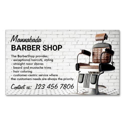 Retro Barber Shop Business Card Magnet