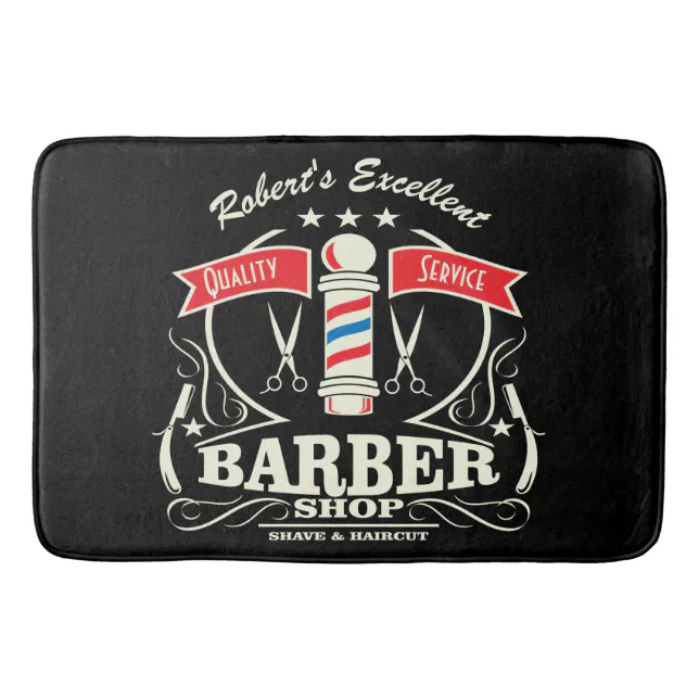 Retro Barber Stylist Work Floor Mat Zazzle