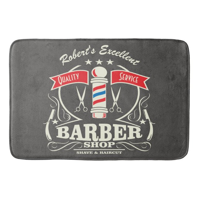 Retro Barber Stylist Work Floor Mat Gray (Front)