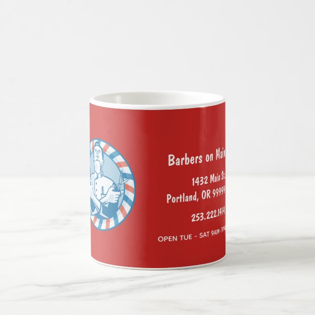 Retro Barbershop Badge Customizable Coffee Mug (Center)